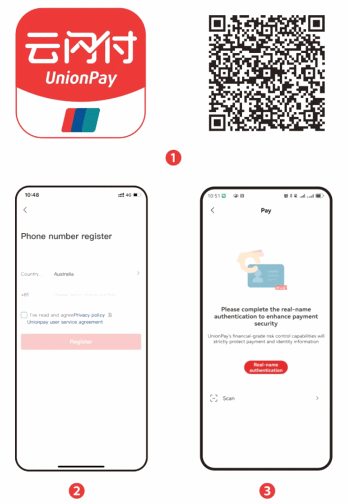 "UnionPay tour card setup screen"